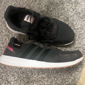 Adidas Dark Gray and Pink Athletic Shoes